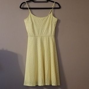 Maurices Pale Yellow Eyelet Spaghetti Strap Dress
